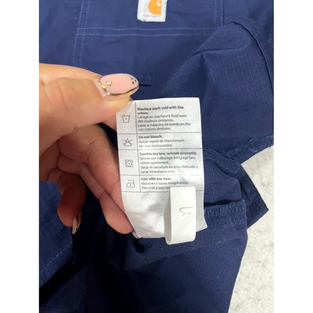Carhartt Rugged Flex Modern Scrub Top Mens XL Navy Blue Cotton Ripstop Medical